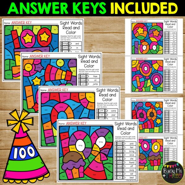 100th Day Sight Words Color by Code K–2 Activities - Teaching Ideas ...