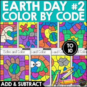 Earth Day Color by Code to 10 Addition Subtraction K-1