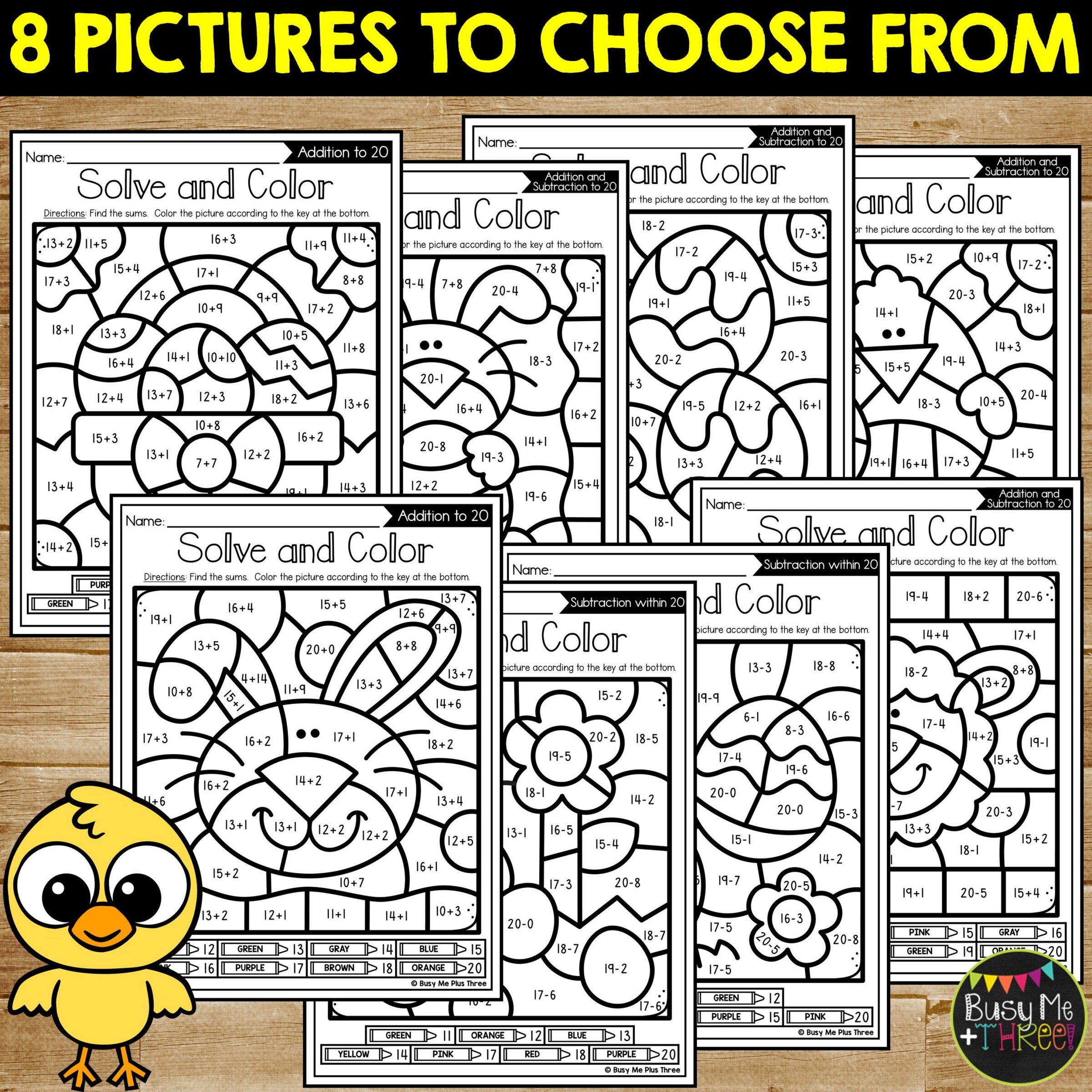 Easter Color by Code Add and Subtract to 20 1st 2nd Grade - Teaching ...