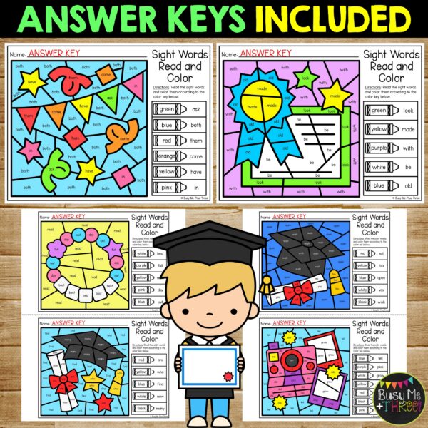 Graduation Color by Code Sight Words Activities K-2 - Teaching Ideas ...