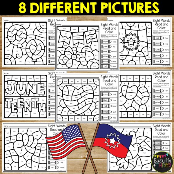 Juneteenth Color by Code 1st Grade Sight Words No Prep - Teaching Ideas ...
