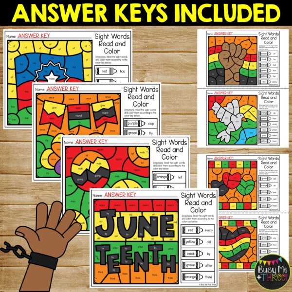 Juneteenth Color by Code 1st Grade Sight Words No Prep - Teaching Ideas ...