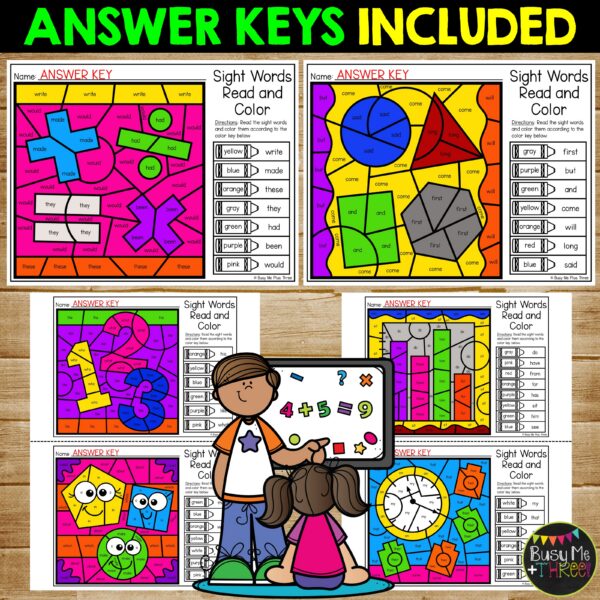Sight Words Color by Code Math Activities K-2 - Teaching Ideas Made Easy