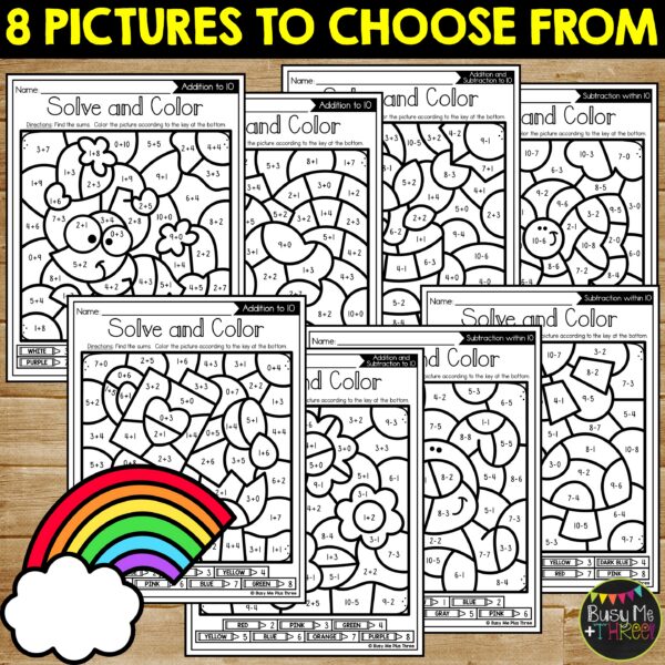 Spring Color by Code Add & Subtract Math Worksheets - Teaching Ideas ...