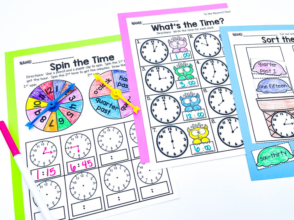 telling time worksheets