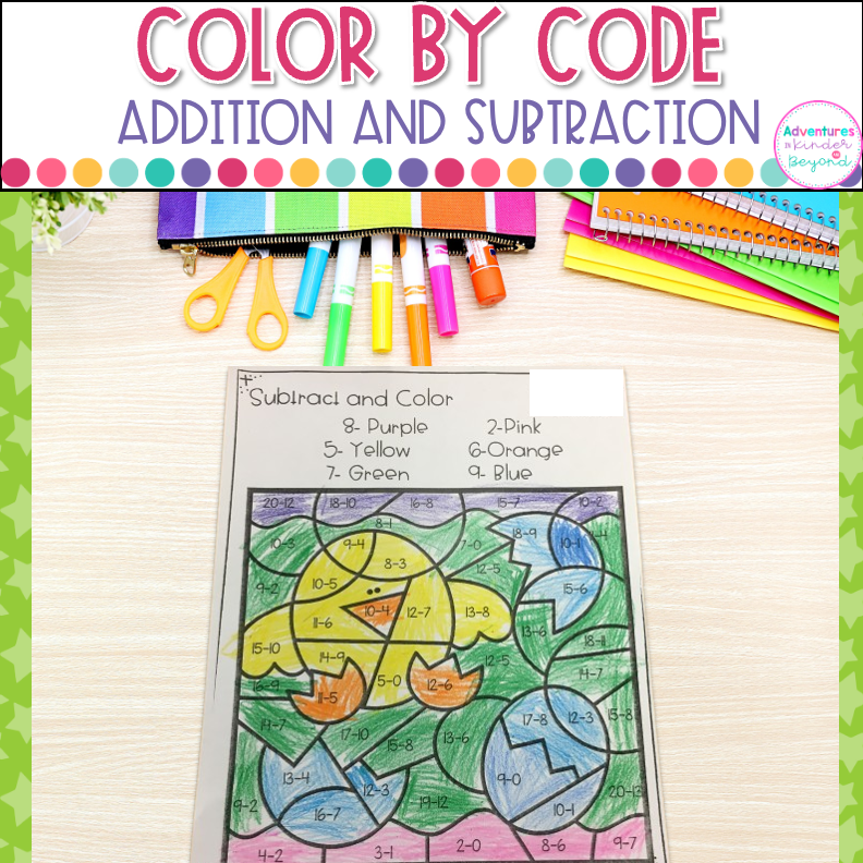 Spring Color By Code Math | Addition & Subtraction - Teaching Ideas ...