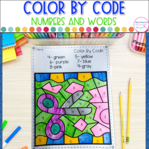 Color by Number Words | Number Identification Worksheets