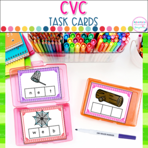 CVC Word Mapping Task Cards | CVC Word Blending Activity