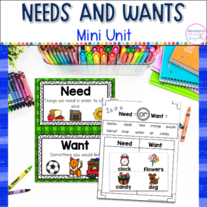 Needs and Wants Mini Unit | Kindergarten Economics Activities