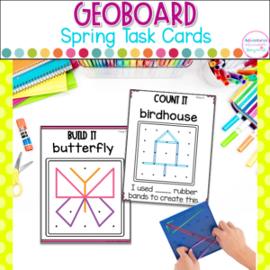 Spring Geoboard Task Cards | Fine Motor Math Center Activities
