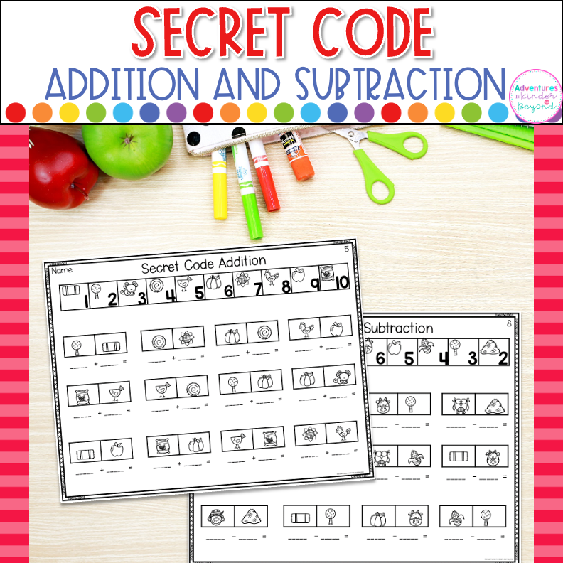 Farm addition and subtraction worksheets with secret code math activities for students practicing number sense, fluency, and problem-solving skills.