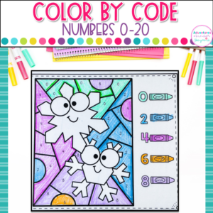Color by number worksheets for numbers 1-20 featuring number recognition activities for kindergarten math centers and independent learning.