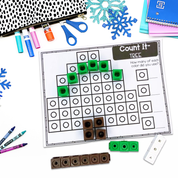 Snap Cube Mats | Winter Fine Motor Math Center Activities - Image 2