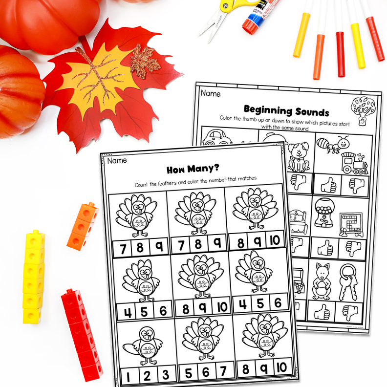 November Kindergarten Worksheets | Thanksgiving Activities - Image 2