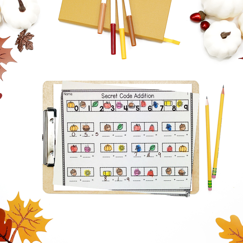 Fall Addition and Subtraction Worksheets - Image 2
