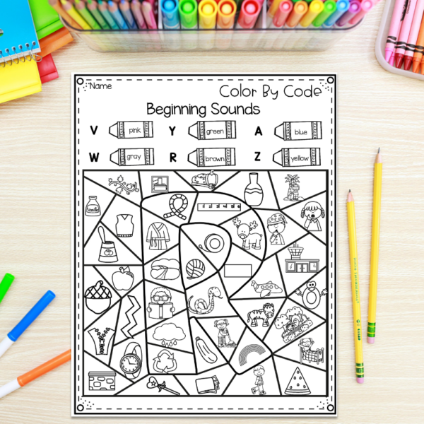 Beginning Sounds Color by Code Worksheets for Kindergarten - Teaching ...