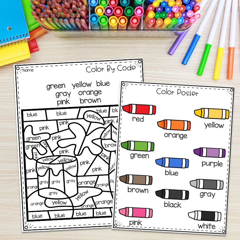Color Words Worksheets | Color by Code Activities - Image 2