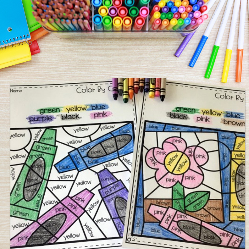 Color Words Worksheets | Color by Code Activities - Image 3