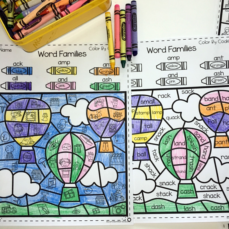 Word Family Worksheets | Color by Code Activities - Image 3