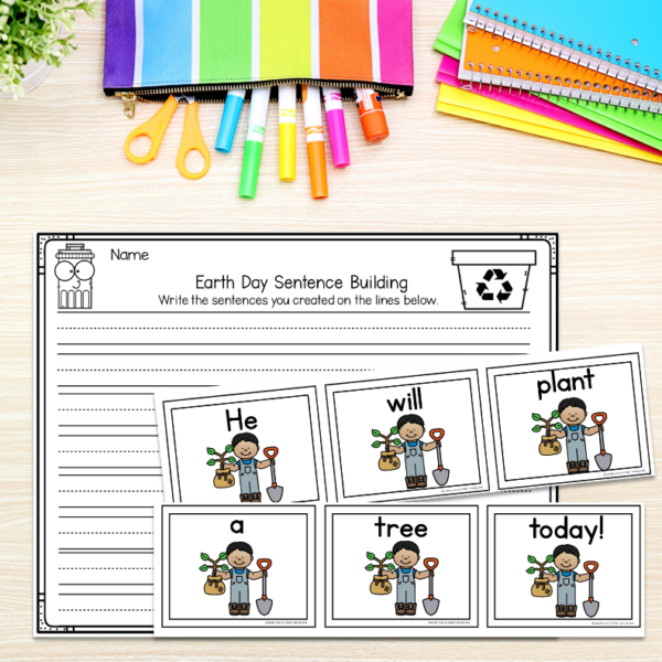 Earth Day Sentence Building Activities for Kindergarten - Teaching ...