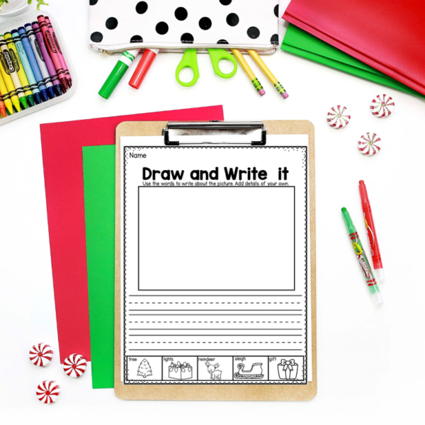 December Writing Center for Kindergarten - Teaching Ideas Made Easy