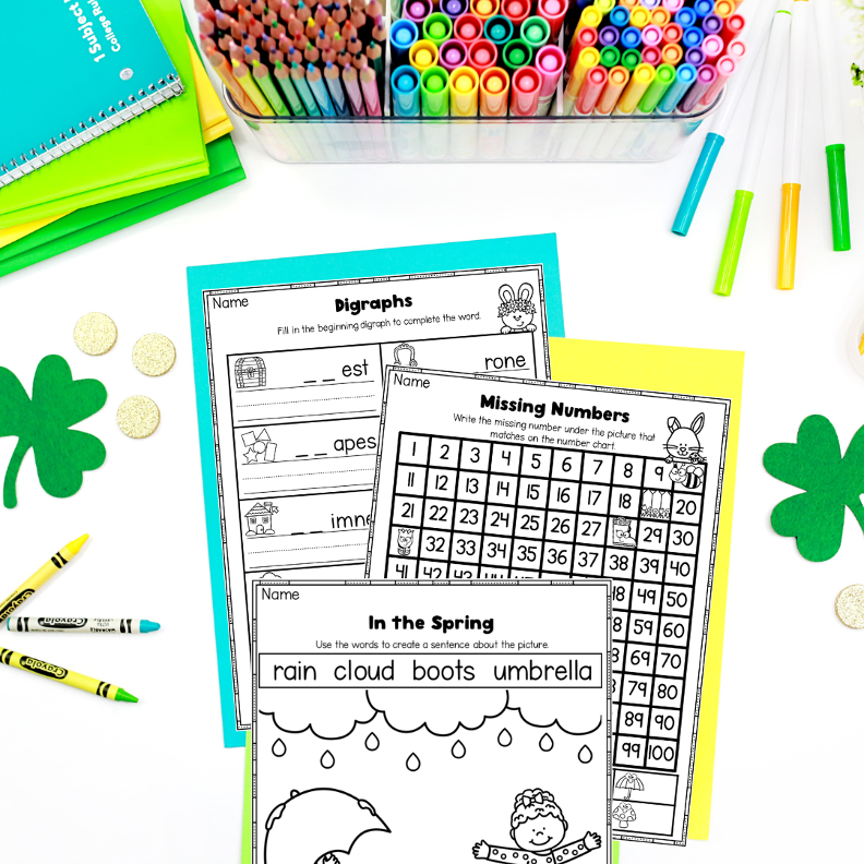 March Morning Work for Kindergarten | Literacy & Math Worksheets - Image 4