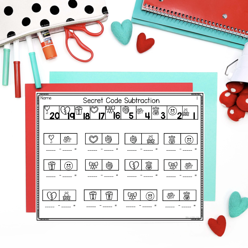 Valentine's Day Addition and Subtraction Worksheets - Image 4