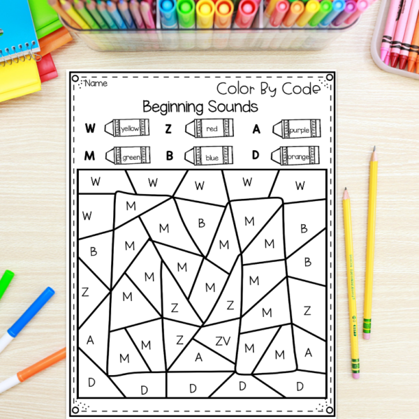 Beginning Sounds Color by Code Worksheets for Kindergarten - Teaching ...