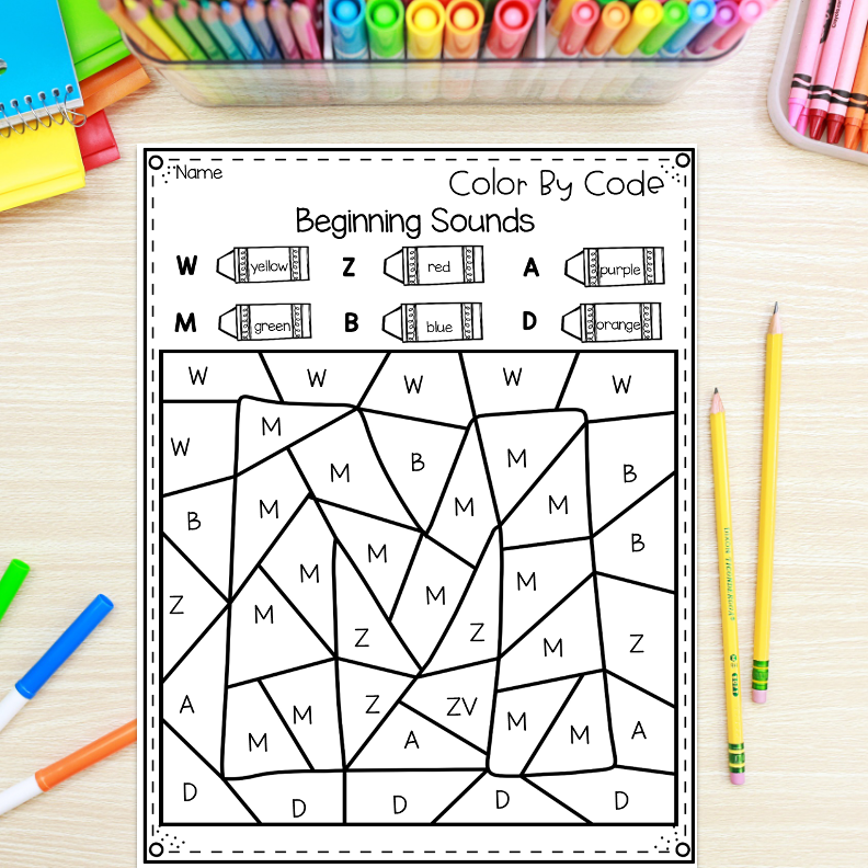 Beginning Sounds Color by Code Worksheets for Kindergarten - Image 4