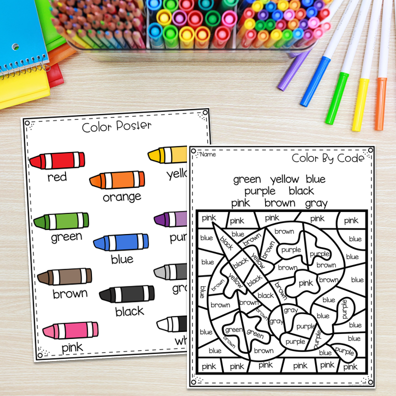 Color Words Worksheets | Color by Code Activities - Image 4