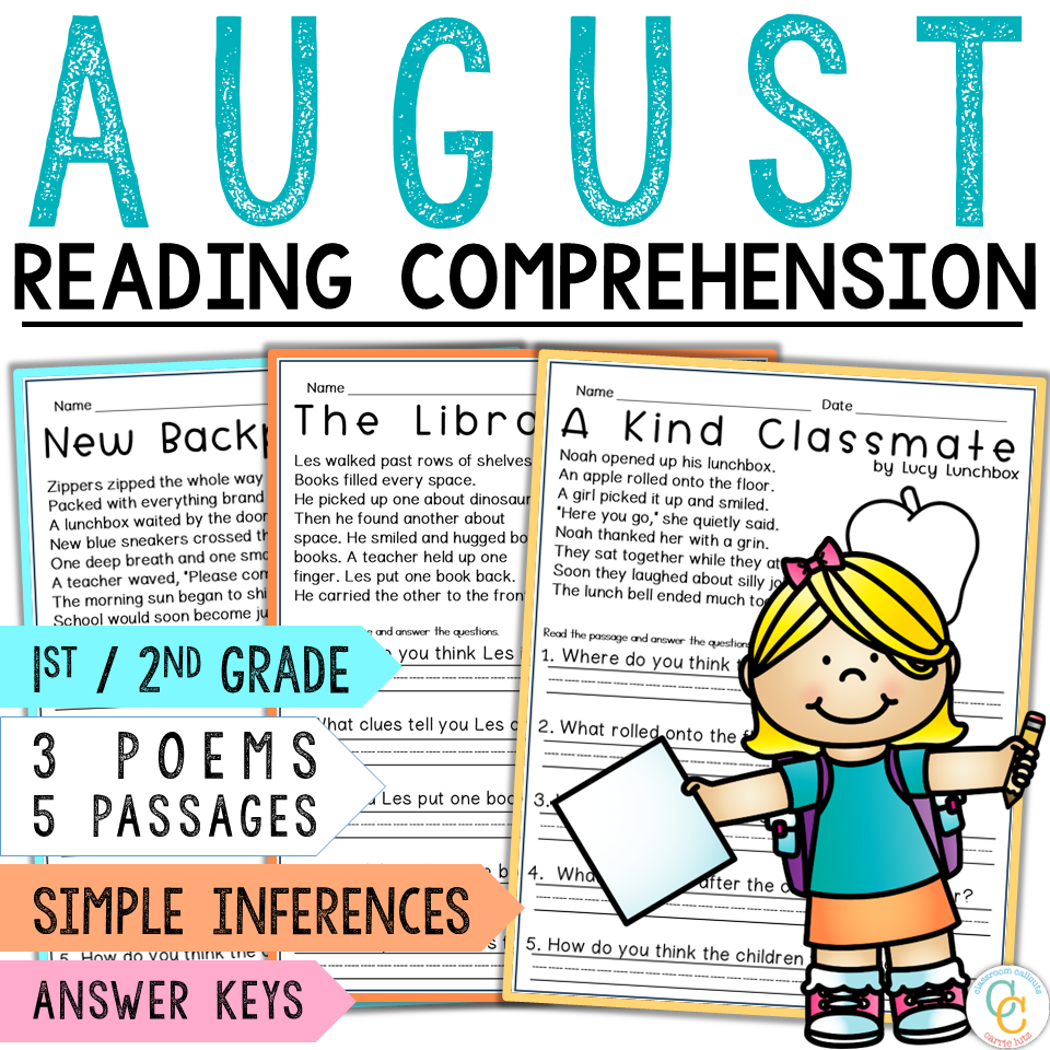 1st Grade August Reading Comprehension Passages