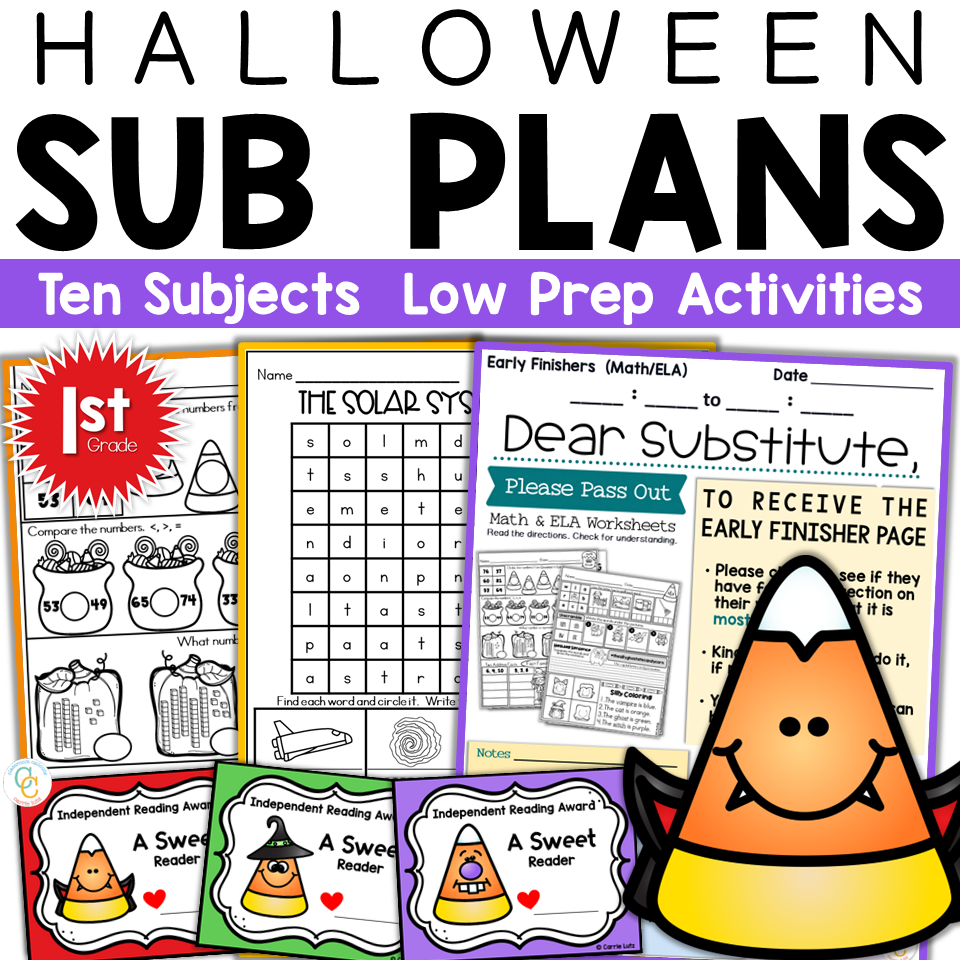 1st Grade Halloween Sub Plans | LowPrep Emergency Activities
