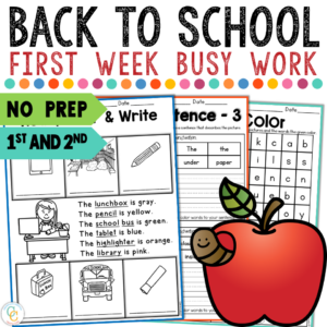 1st Grade Back to School First Week Busy Work