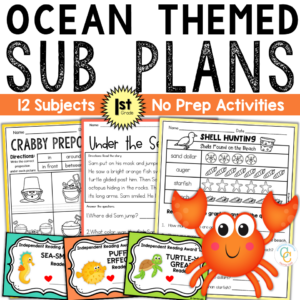 1st Grade Ocean Themed Sub Plans No Prep Activities