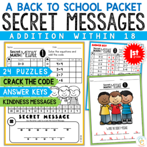 1st Grade Secret Math Messages Crack the Code