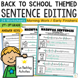 2nd-3rd Grade Back to School Sentence Editing Worksheets