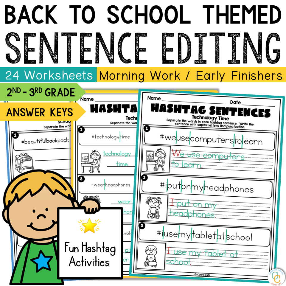 2nd-3rd Grade Back to School Sentence Editing Worksheets