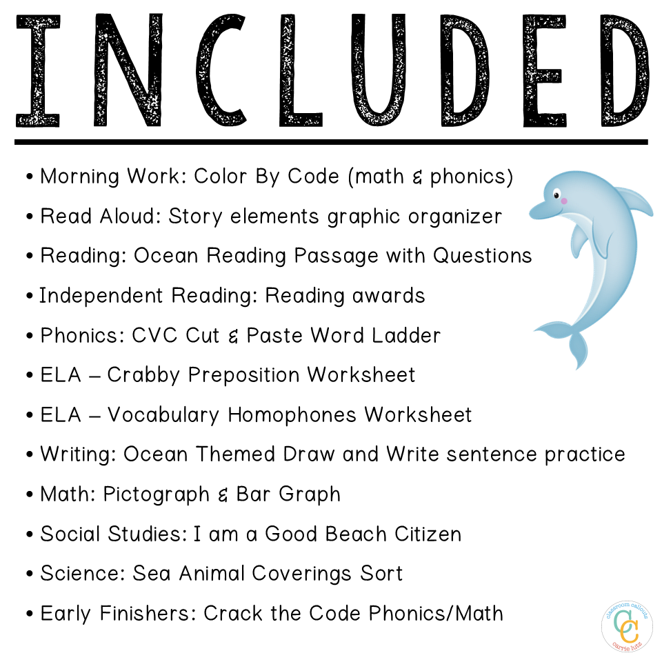 1st Grade Ocean Themed Sub Plans No Prep Activities - Image 3