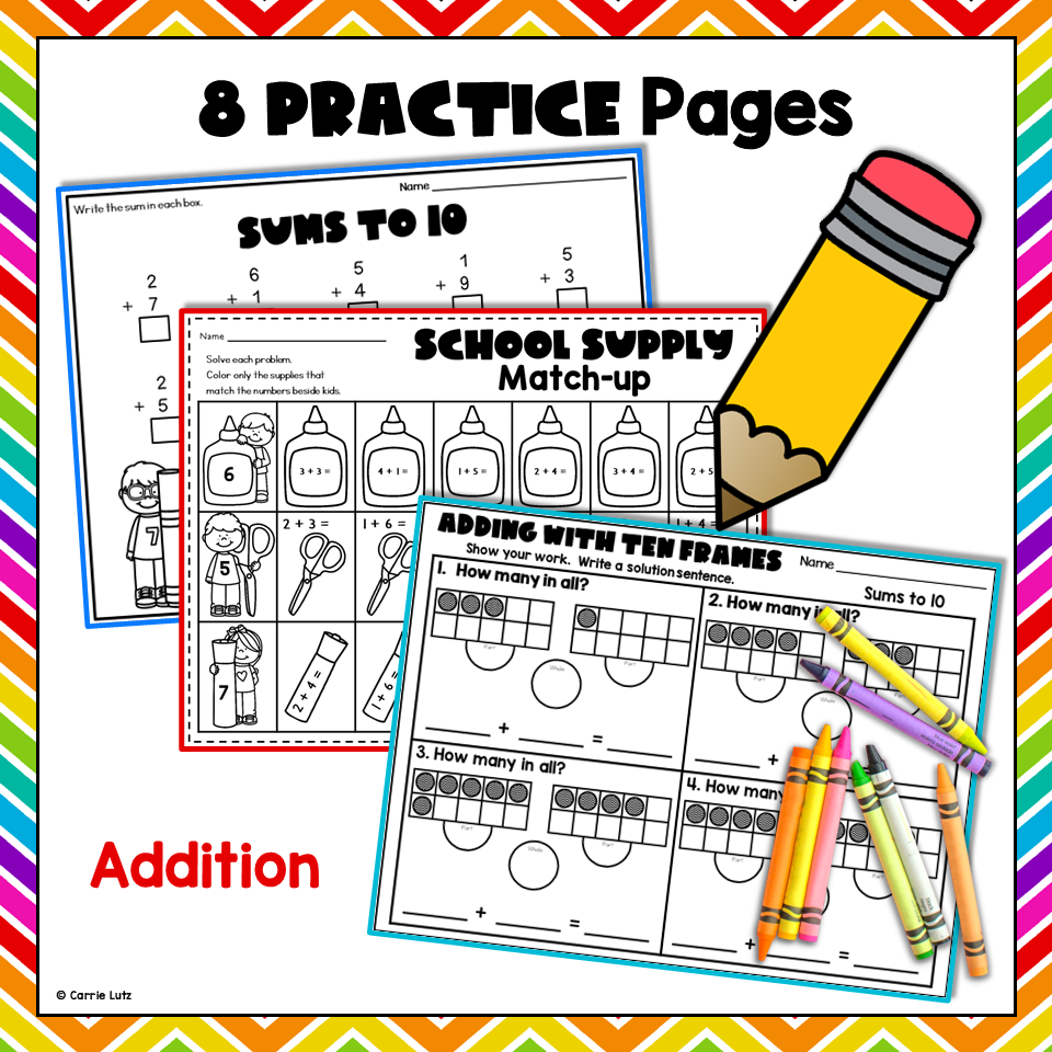 1st Grade Back to School Addition & Subtraction Worksheets - Image 3