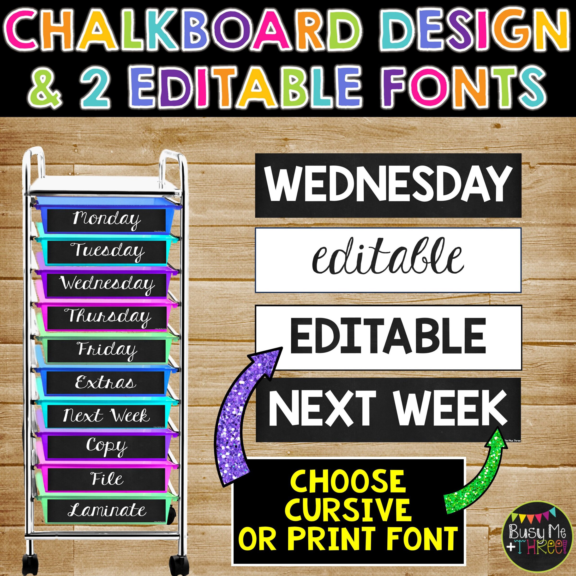 Plain and Simple 10 Drawer Cart Labels Editable Classroom - Image 2
