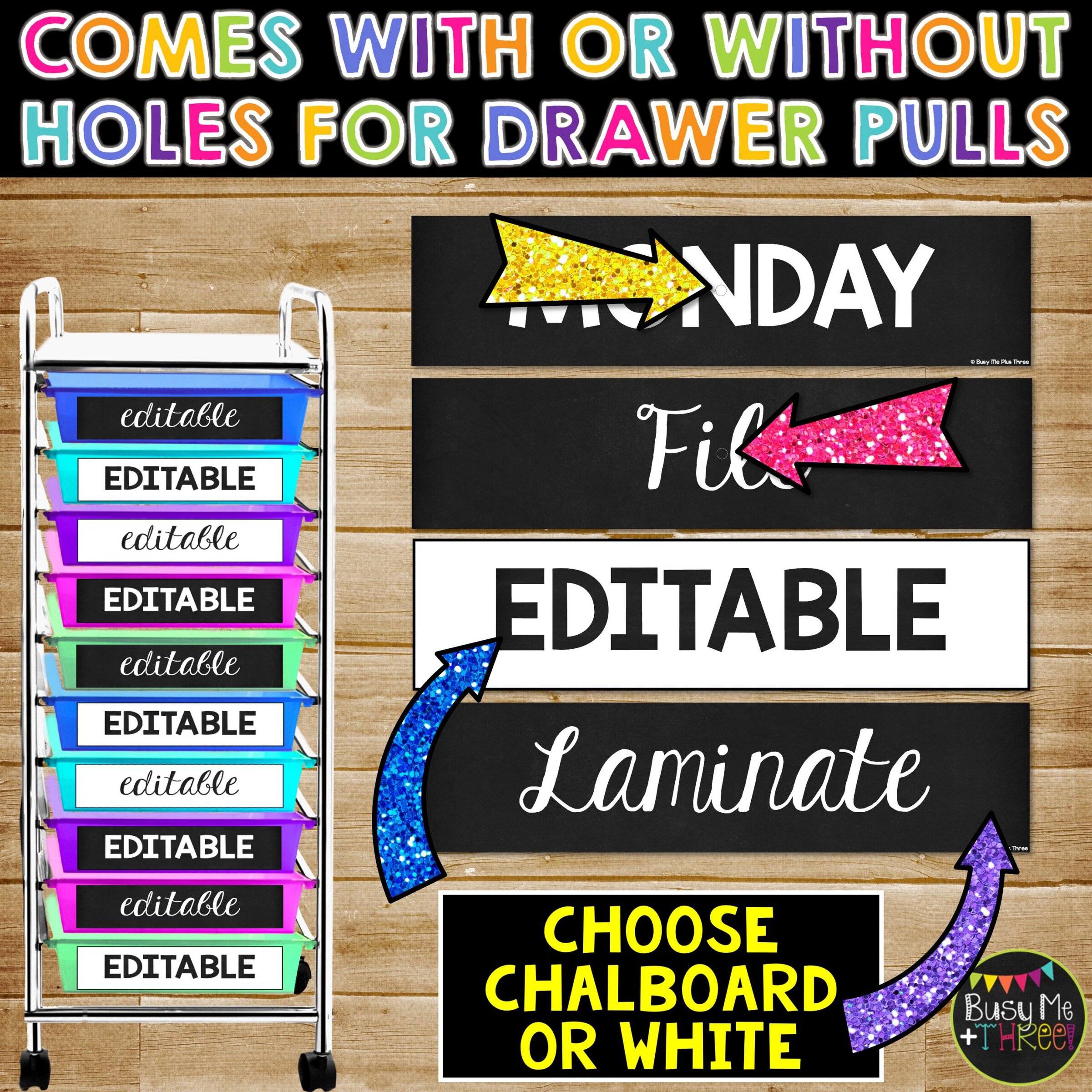 Plain and Simple 10 Drawer Cart Labels Editable Classroom - Image 3