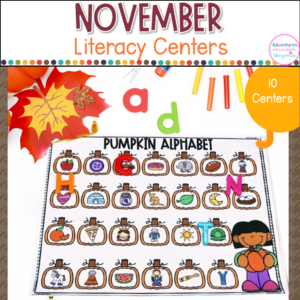 November Literacy Centers for Kindergarten | Fall Literacy Activities