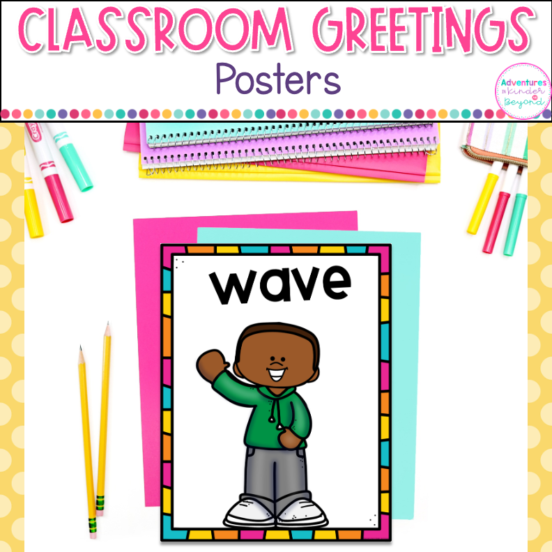 Classroom Greeting Choices posters for morning meetings and classroom community