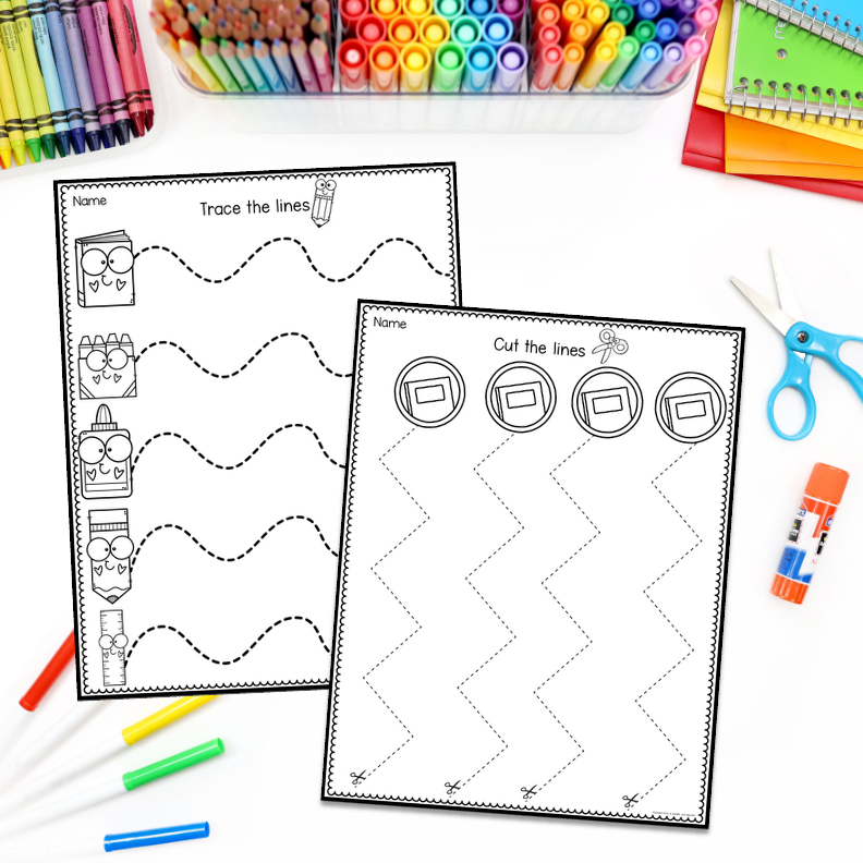 Back to School Fine Motor Worksheets | Tracing & Cutting Practice - Image 4