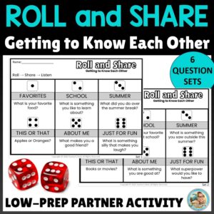 Back to School Icebreaker Game | Roll and Share Get to Know You Activity
