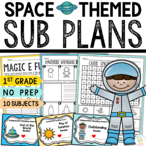 Space Themed Sub Plans | 1st Grade Emergency Substitute Plans | No Prep Worksheets