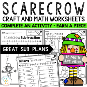 1st Grade Math No Prep Scarecrow Worksheets Packet