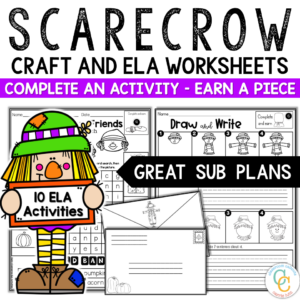 1st Grade ELA No Prep Scarecrow Worksheets Packet