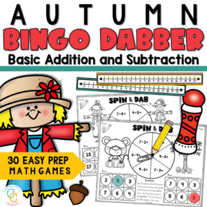 1st Grade Math Facts Fall Bingo Dabber Games Packet