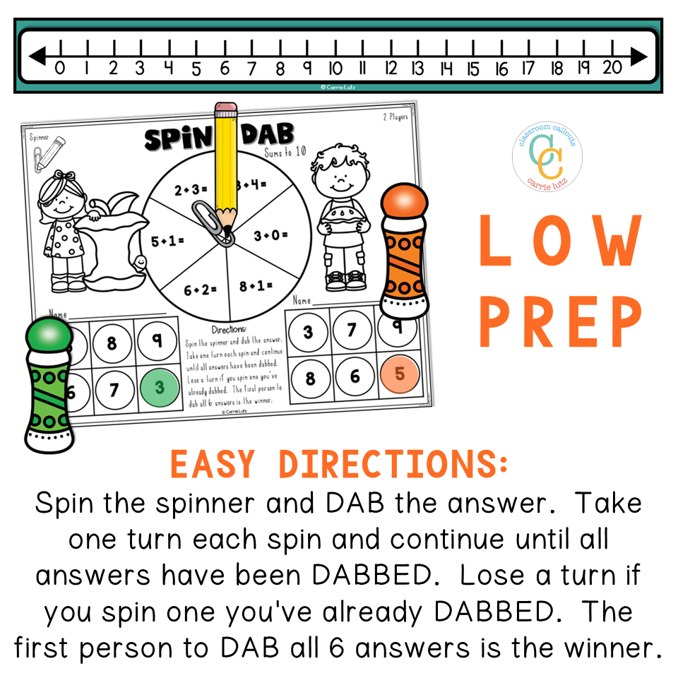 1st Grade Math Facts Fall Bingo Dabber Games Packet - Image 3